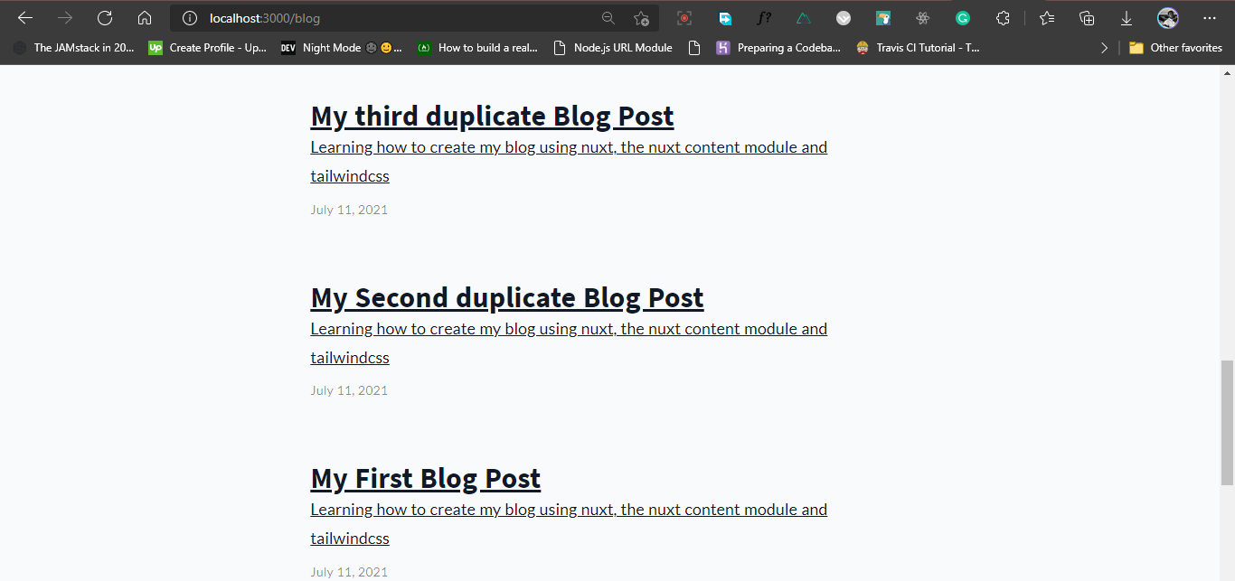 Blog page, list out all blog posts